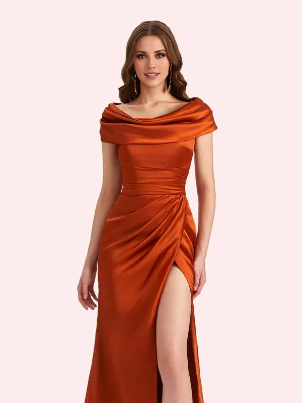 Vestido Weitese sexy de sirena con mangas cortas, vestido largo de satén suave, vestido de madrina para boda, vestido de graduación